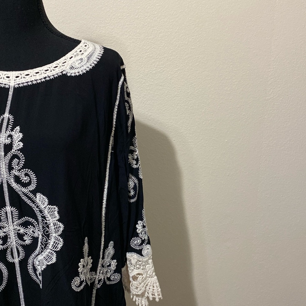 Ultra pink lace and embroidered blouse